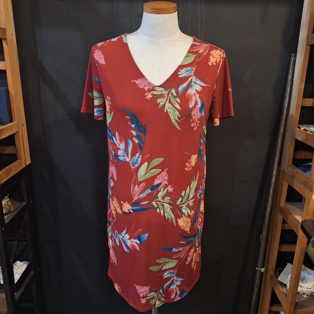 Christian Siriano Red Floral V-Neck Women’s Dress Medium